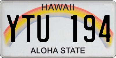 HI license plate YTU194