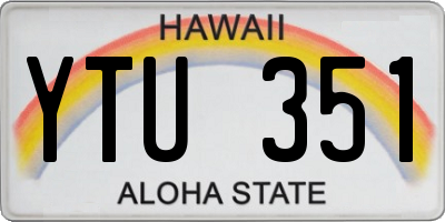 HI license plate YTU351