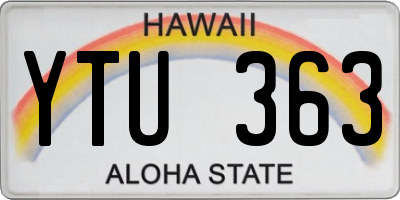 HI license plate YTU363