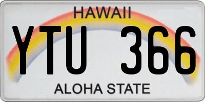 HI license plate YTU366