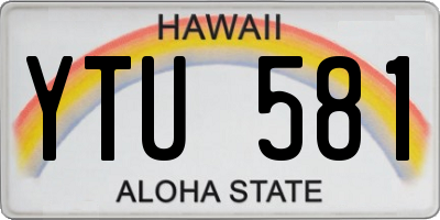 HI license plate YTU581
