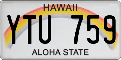 HI license plate YTU759