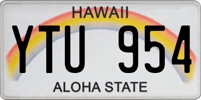 HI license plate YTU954