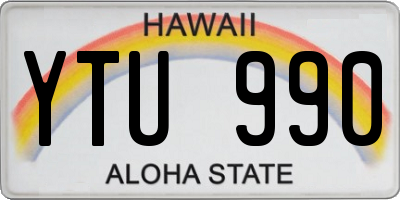 HI license plate YTU990