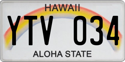 HI license plate YTV034