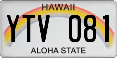 HI license plate YTV081