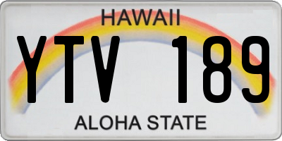 HI license plate YTV189