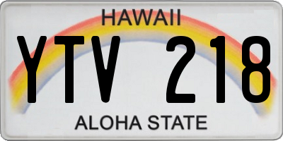 HI license plate YTV218