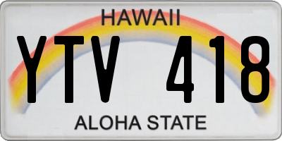 HI license plate YTV418