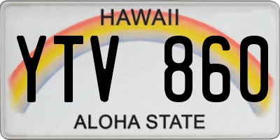HI license plate YTV860