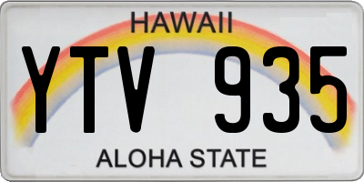 HI license plate YTV935