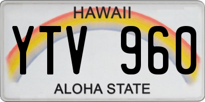 HI license plate YTV960
