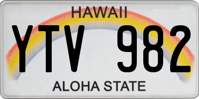 HI license plate YTV982