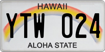 HI license plate YTW024