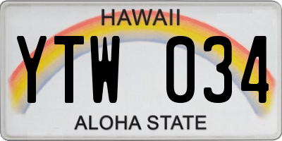 HI license plate YTW034