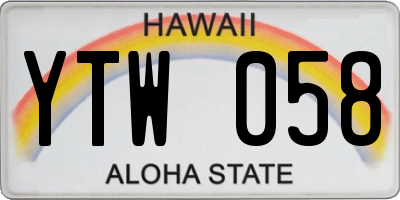 HI license plate YTW058