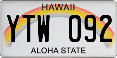 HI license plate YTW092