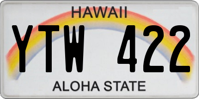 HI license plate YTW422