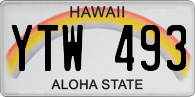 HI license plate YTW493