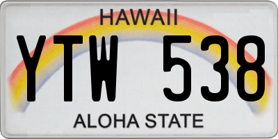 HI license plate YTW538