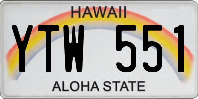 HI license plate YTW551