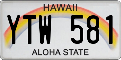 HI license plate YTW581