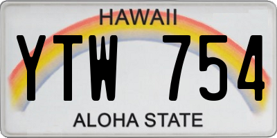 HI license plate YTW754