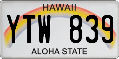 HI license plate YTW839