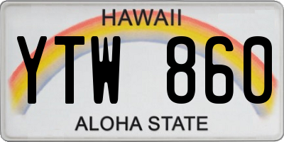 HI license plate YTW860