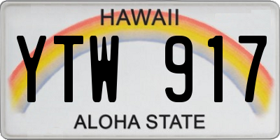HI license plate YTW917
