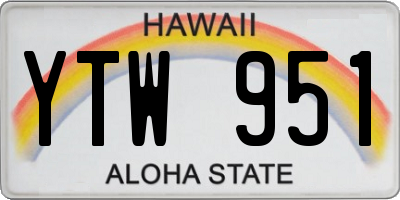 HI license plate YTW951