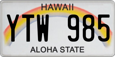 HI license plate YTW985