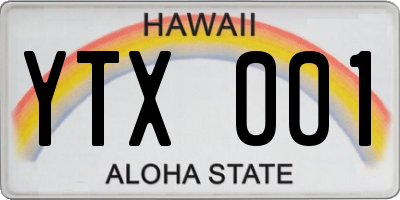 HI license plate YTX001