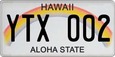 HI license plate YTX002