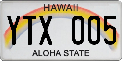 HI license plate YTX005