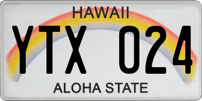 HI license plate YTX024