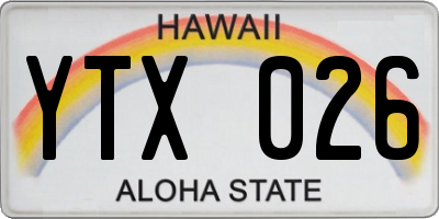 HI license plate YTX026