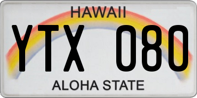 HI license plate YTX080