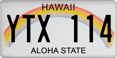 HI license plate YTX114