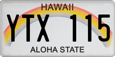 HI license plate YTX115