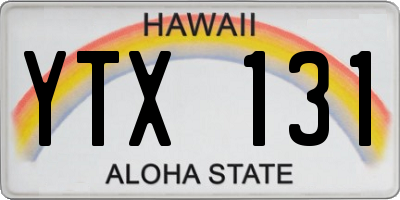 HI license plate YTX131