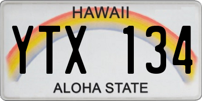 HI license plate YTX134