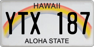 HI license plate YTX187