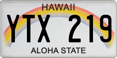 HI license plate YTX219