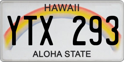 HI license plate YTX293