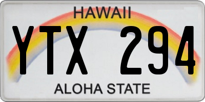 HI license plate YTX294