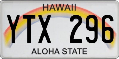HI license plate YTX296
