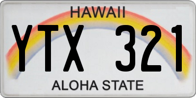 HI license plate YTX321