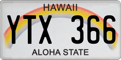 HI license plate YTX366