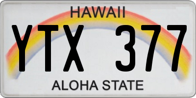 HI license plate YTX377